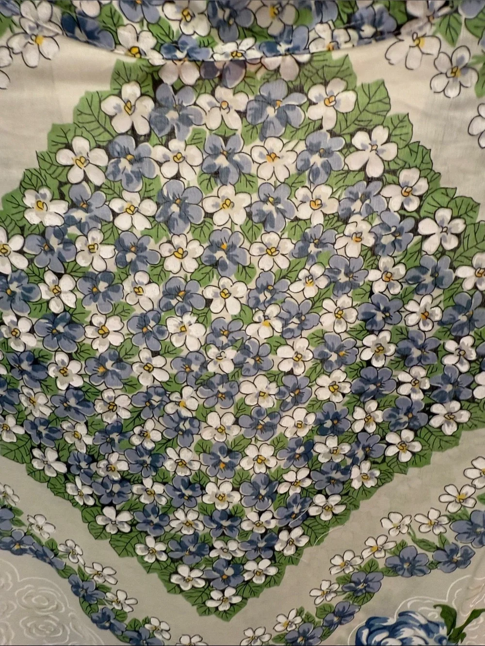 Tory Burch Blue and Green Floral Scoop-Neck Tunic